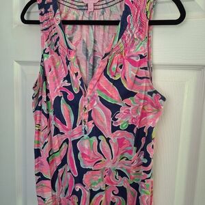 Lilly Pulitzer Pink and Blue Floral Tank Top